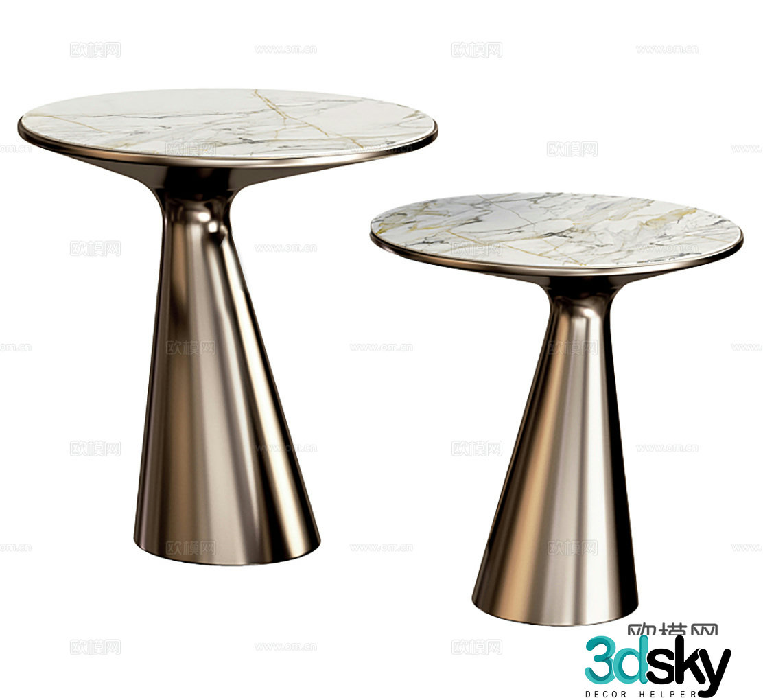 Metal side table side table combination stone side table sofa side table bedside table light luxury side table 3D model