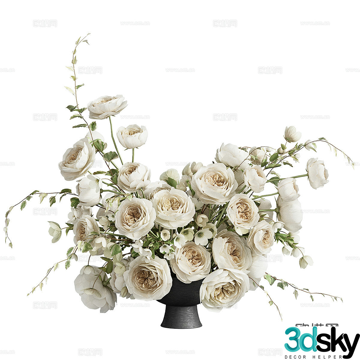 New Chinese vase flower art 3D model