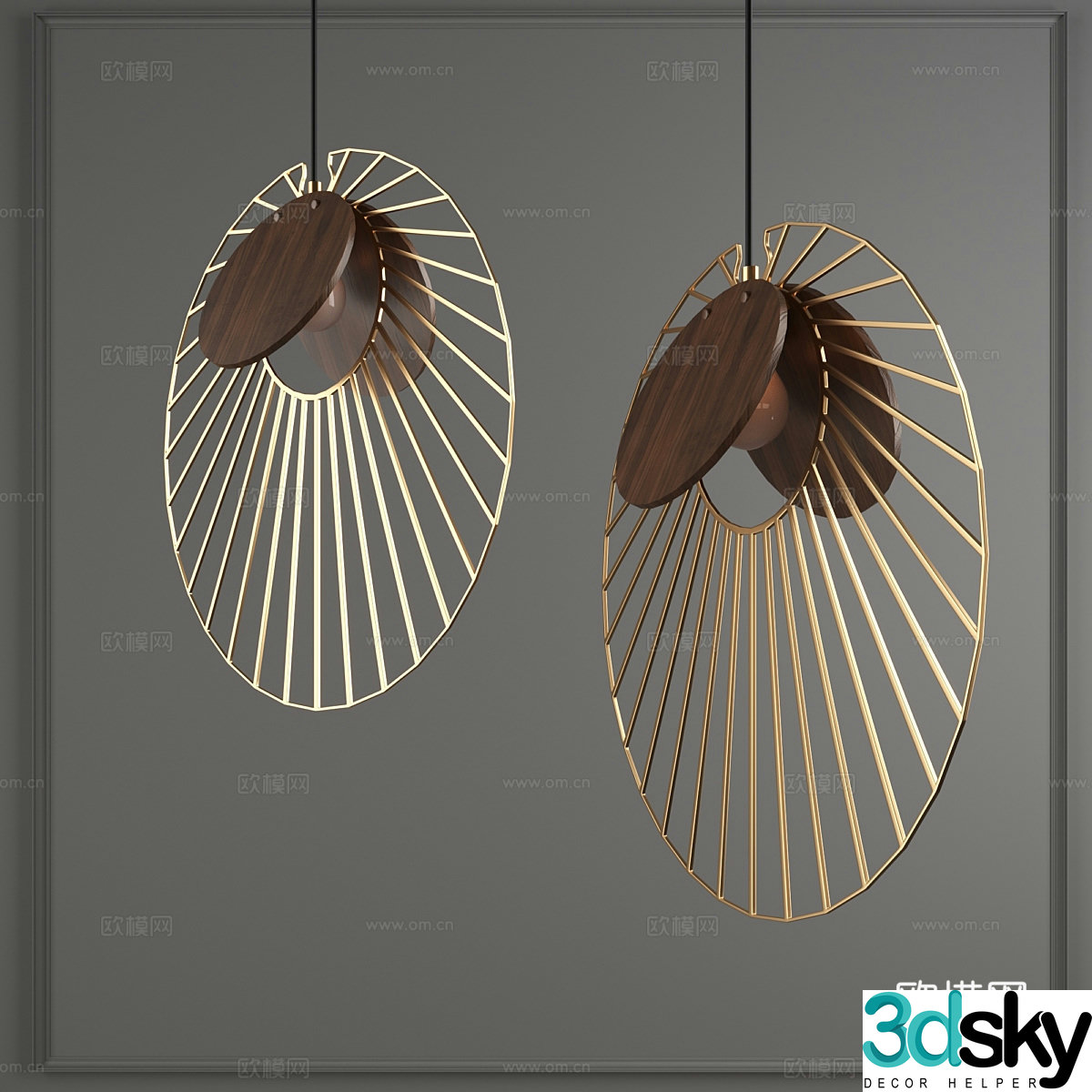 New Chinese style light luxury decorative chandelier 3D model