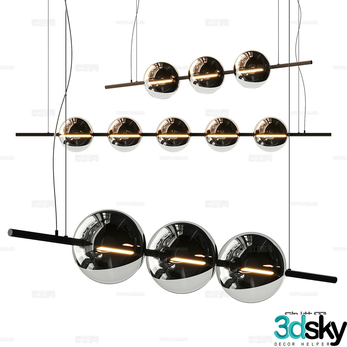 Modern Italian Bontempi Sferatus Chandelier 3d Model