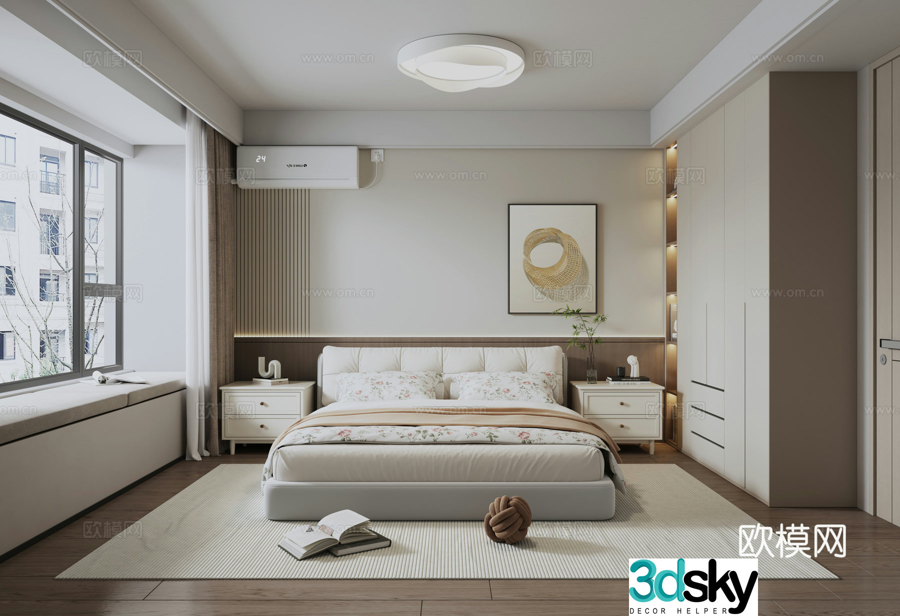 Modern minimalist home bedroom 3d model