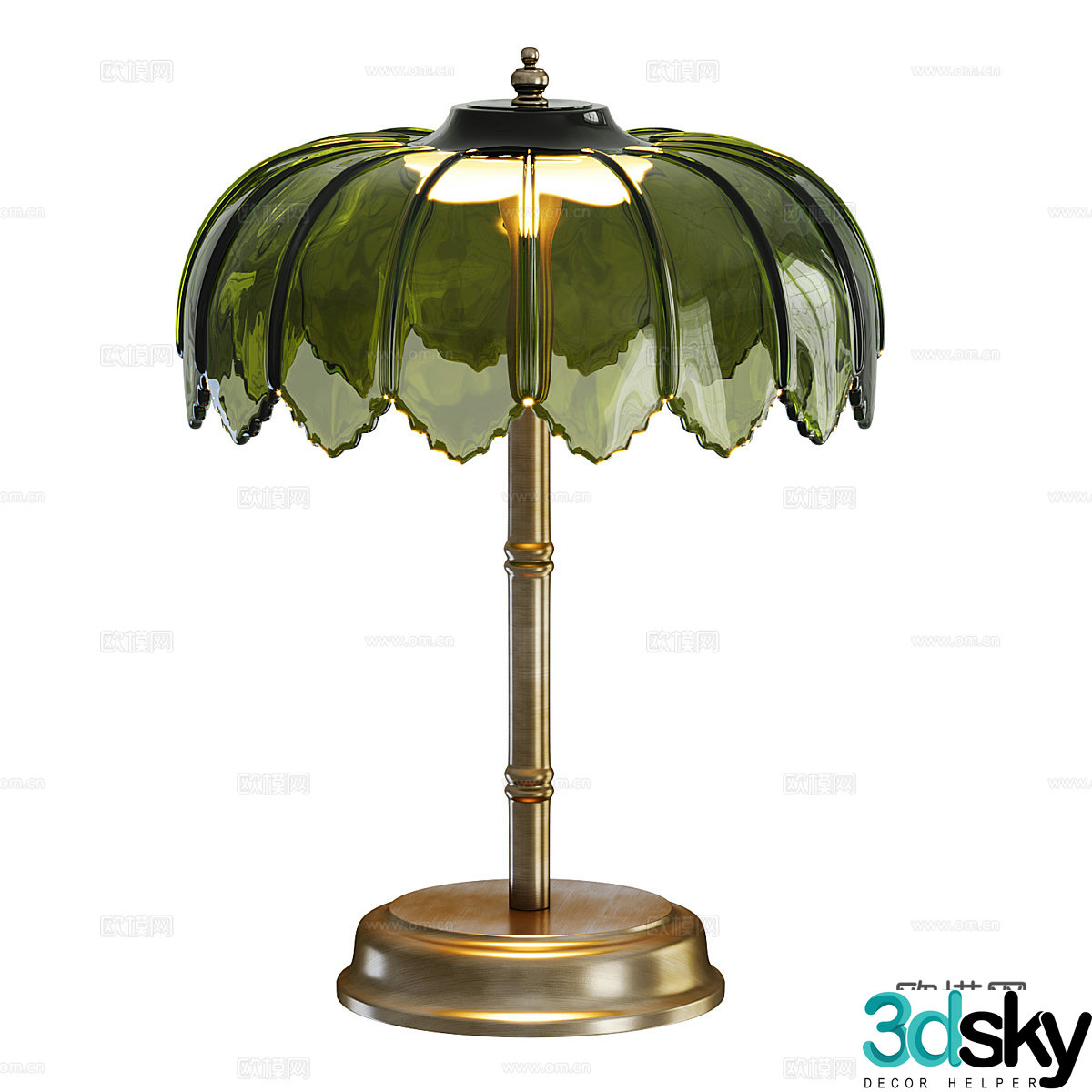 American retro glass table lamp 3d model