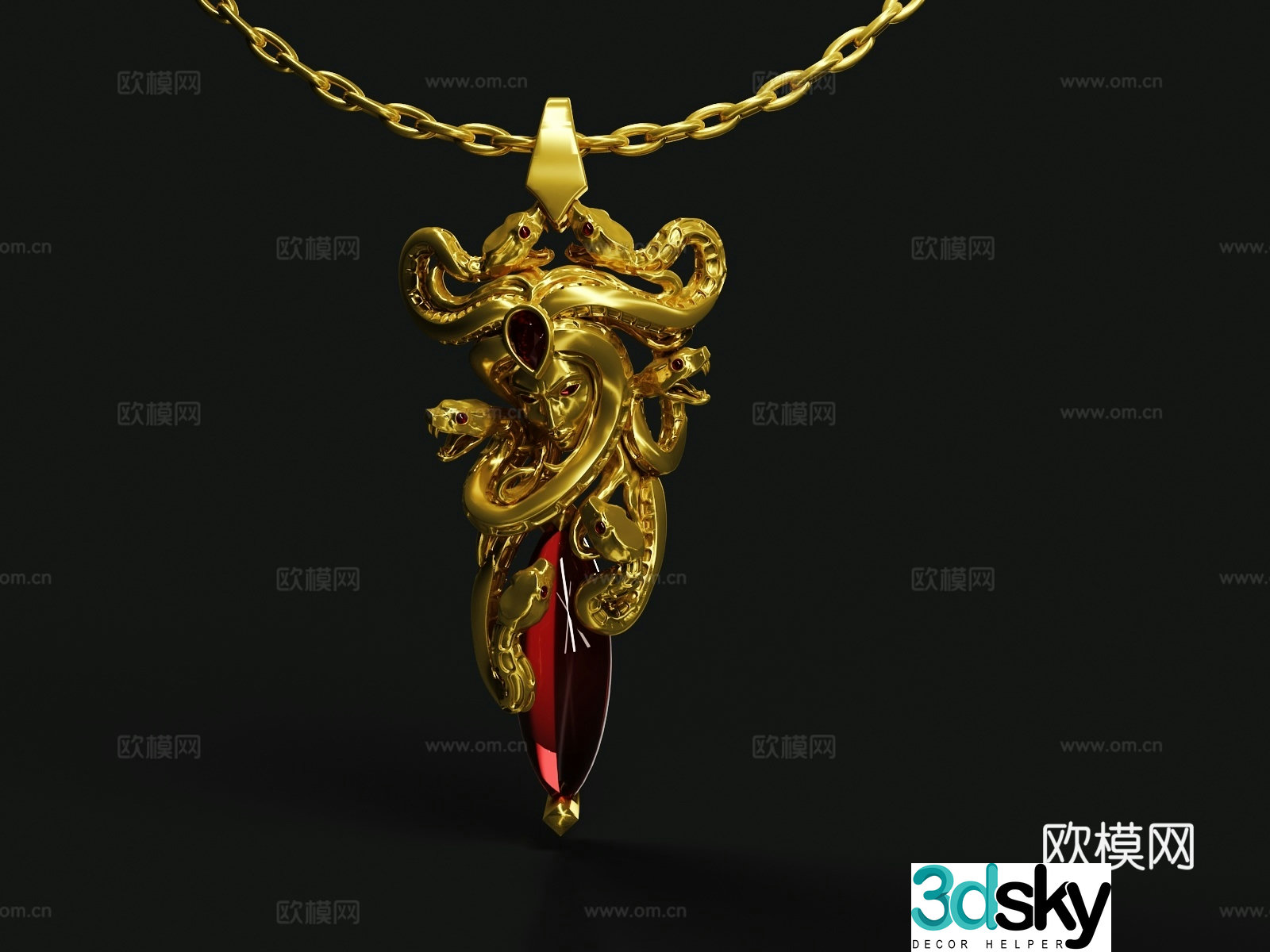 Jewelry Pendant Necklace Snake 3d Model
