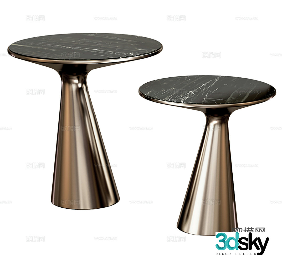 Metal side table side table combination stone side table sofa side table bedside table light luxury side table 3D model