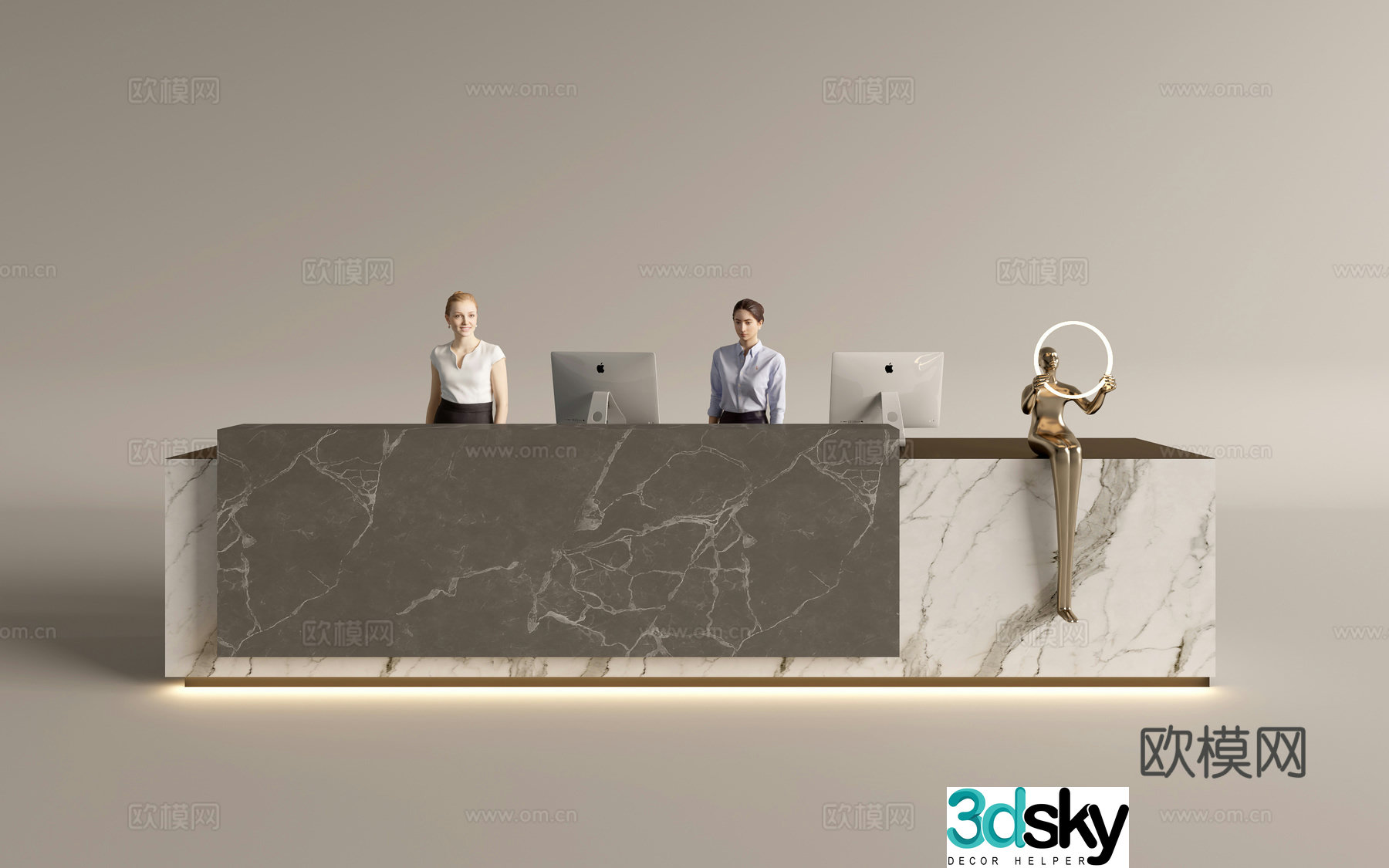 Modern company front desk reception area bar reception desk service desk 3d model