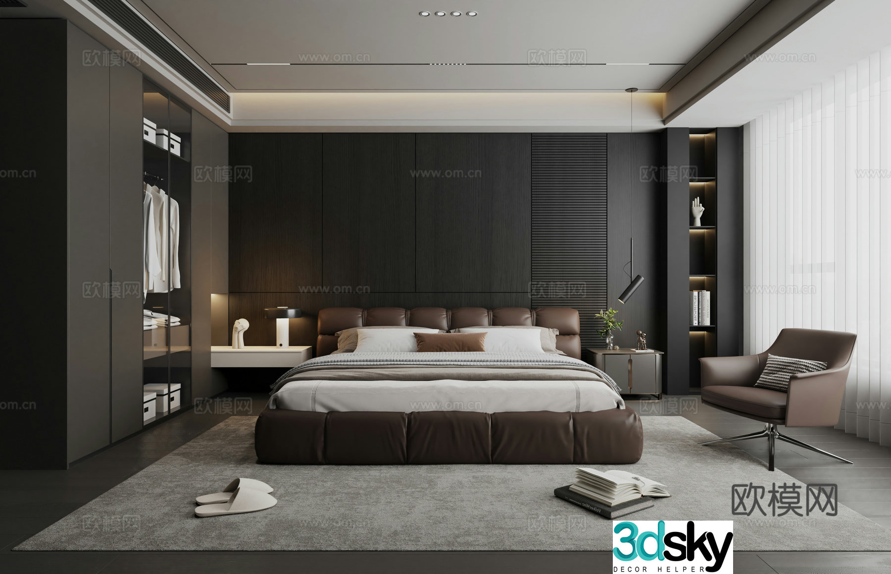 Modern Italian style bedroom 3d model