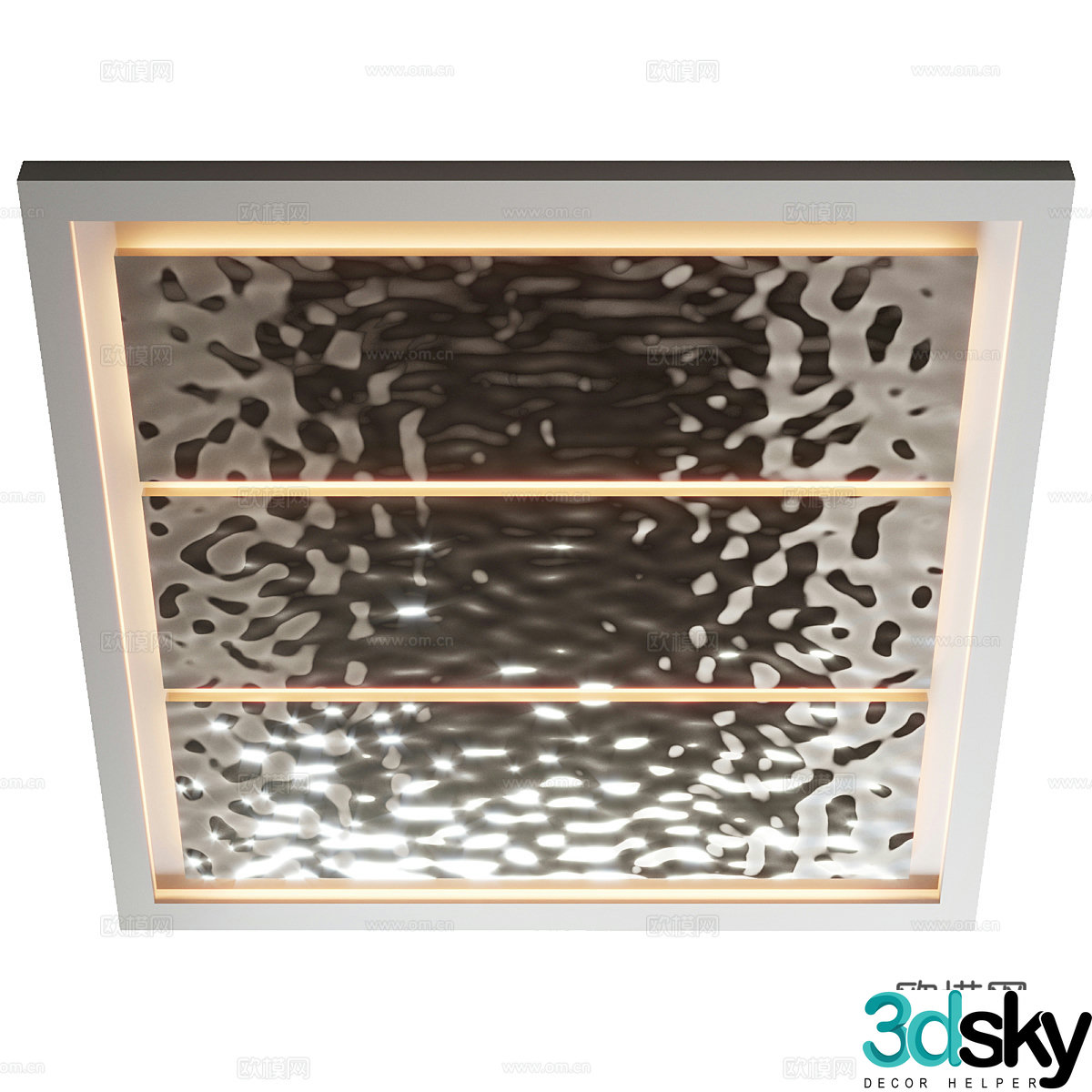 Modern water corrugated stainless steel plate ceiling 3d model