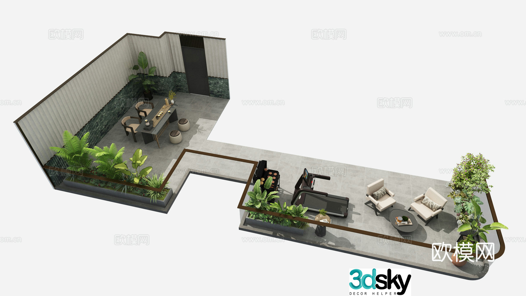 Modern terrace landscape 3d model