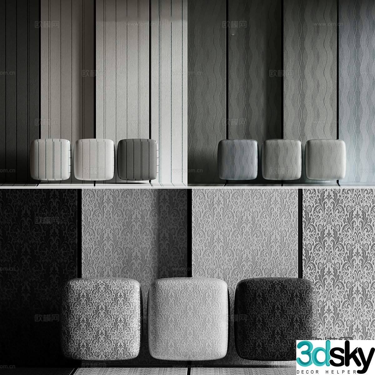 New Chinese style wallpaper wall cloth 3d model