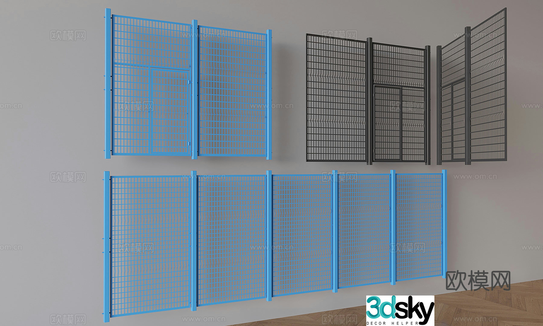 Stadium sports field fence Iron guardrail isolation railing 3D model