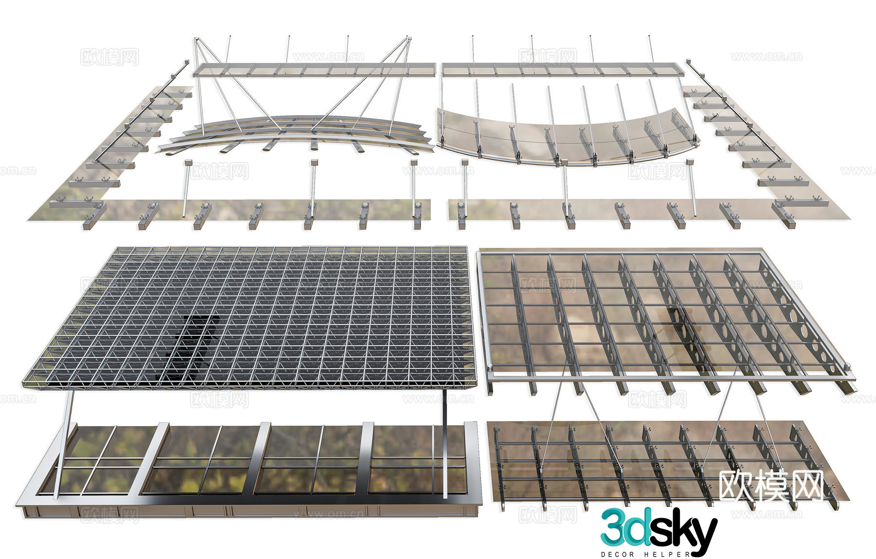 Modern glass canopy steel structure canopy store door canopy aluminum alloy canopy steel structure 3D model