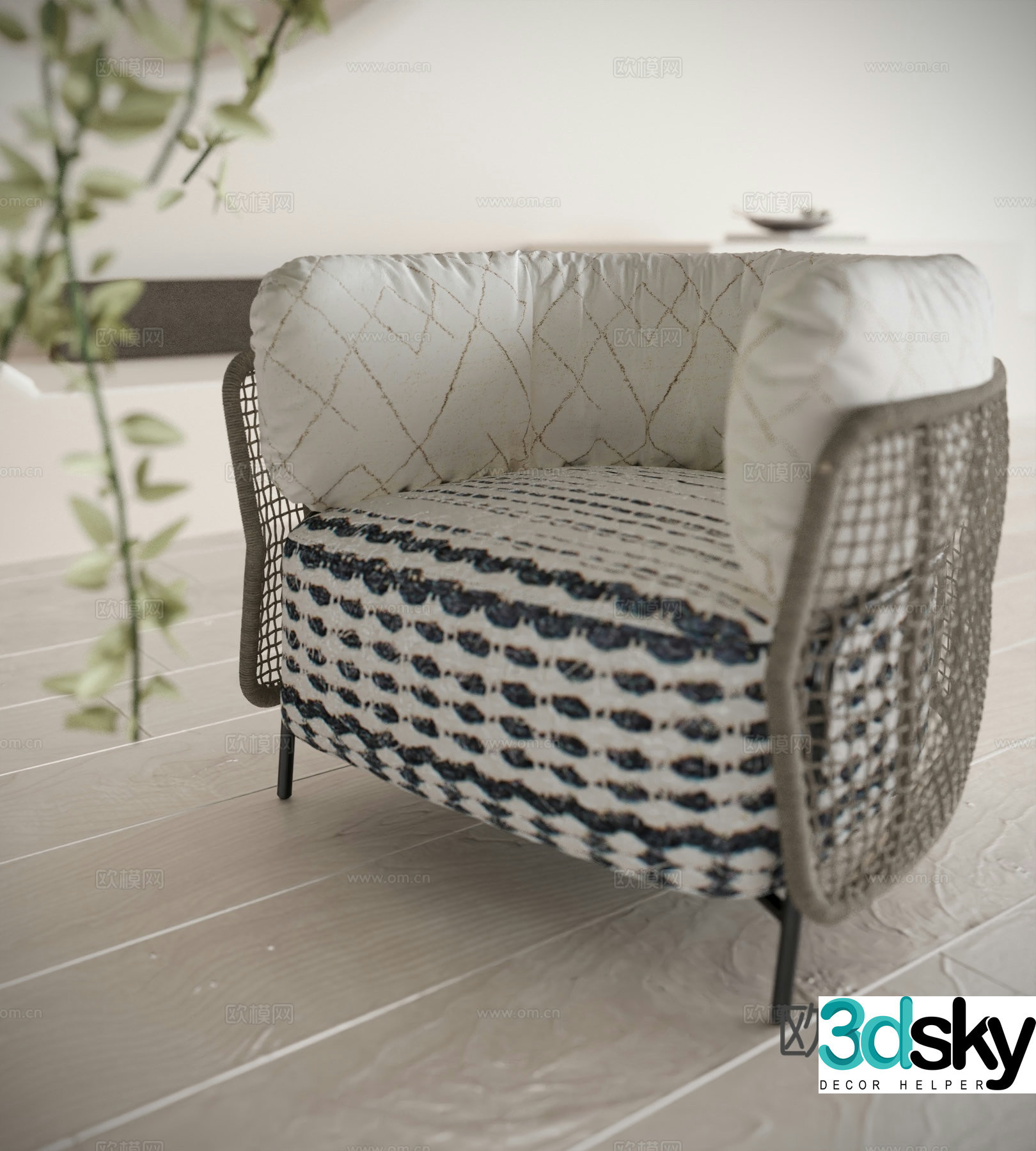 Modern single sofa casual single chair 3d model
