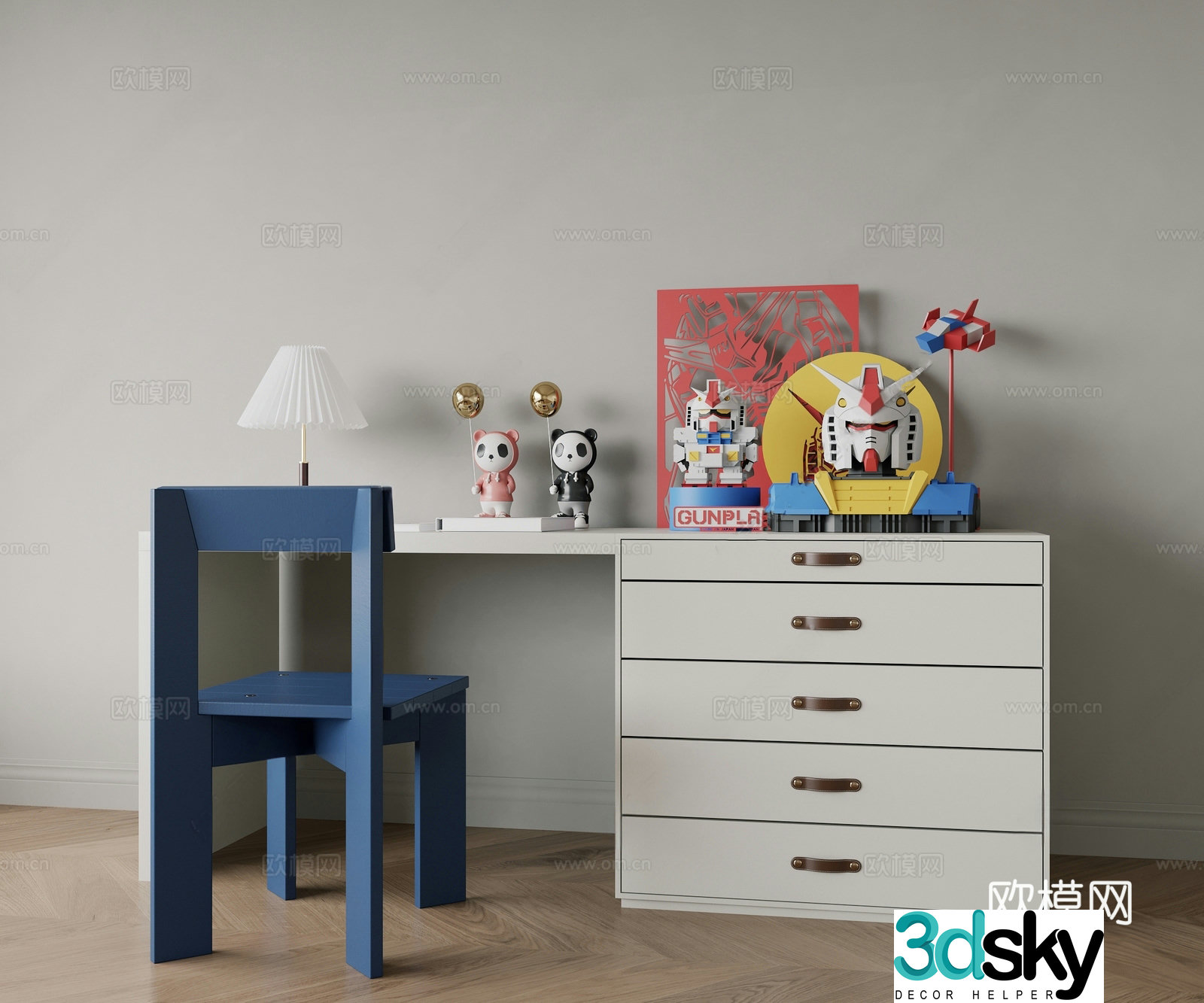 Modern desk_Modern desk_Makeup desk_Children’s desk 3D model