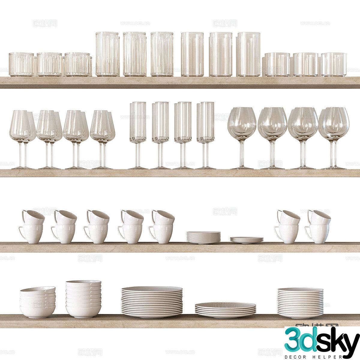 Tableware Wine Glasses Dish 3D Model