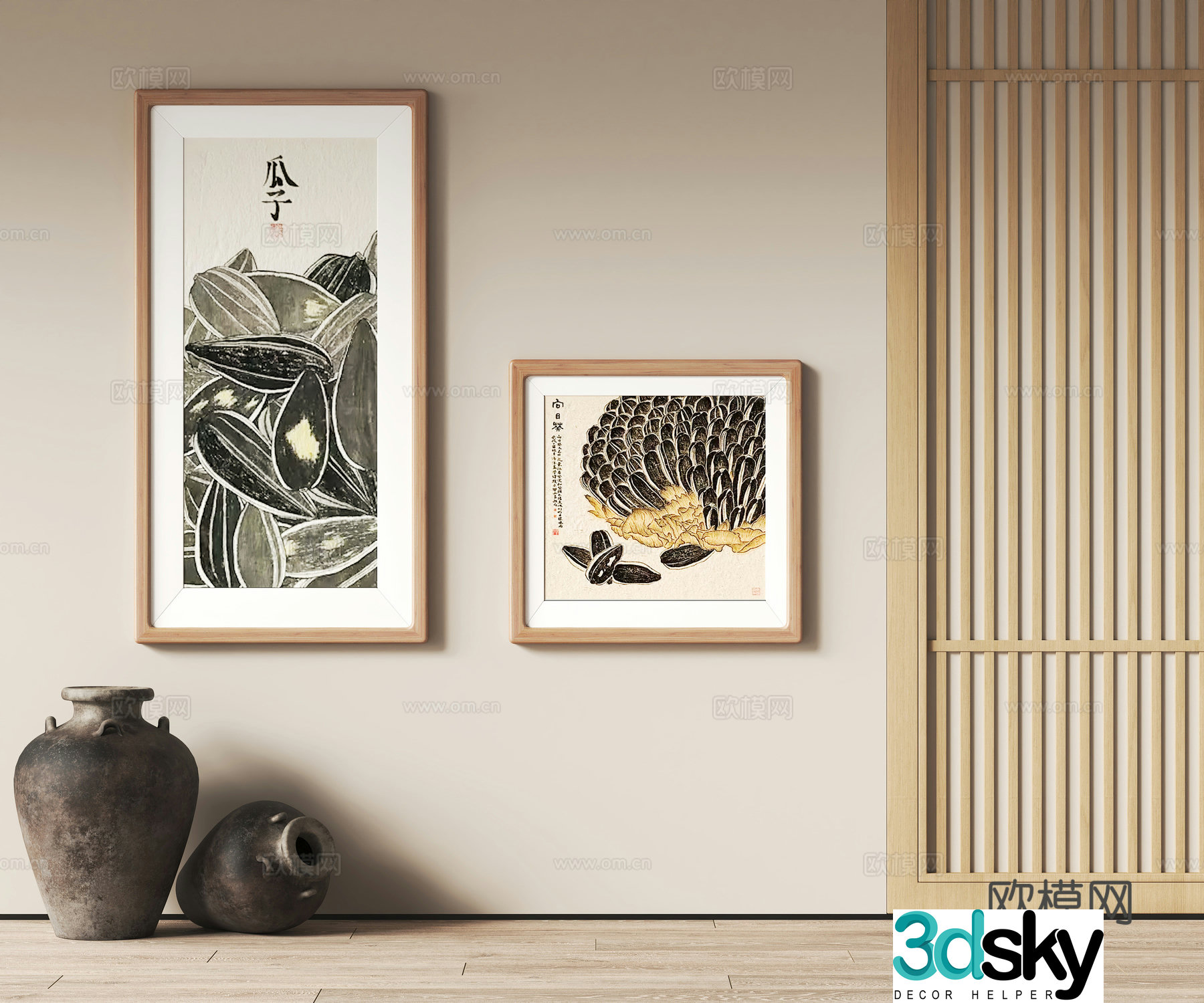 Wasabi wind decorative hanging painting 3d model