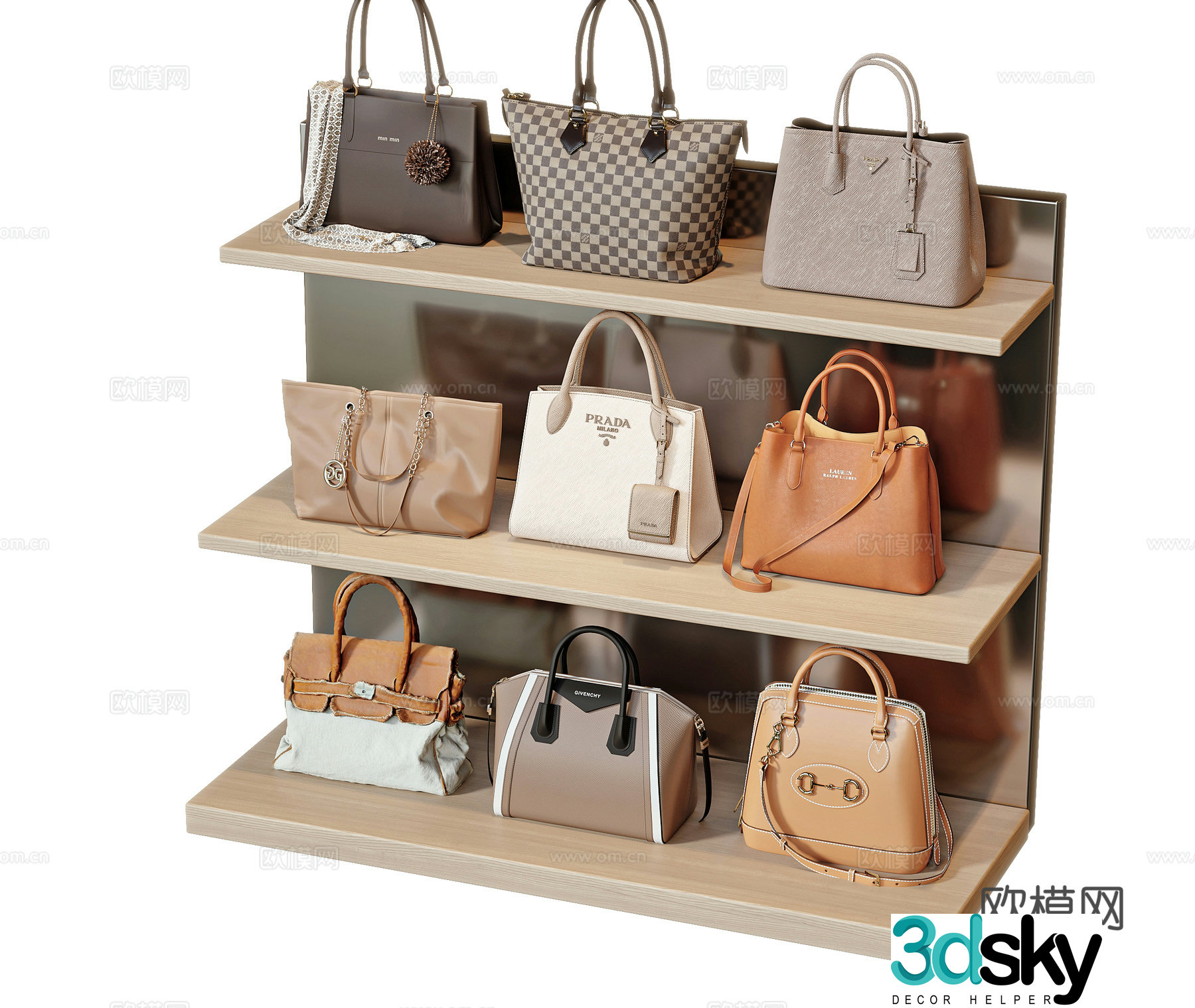 Modern leather bag shoulder bag 3d model
