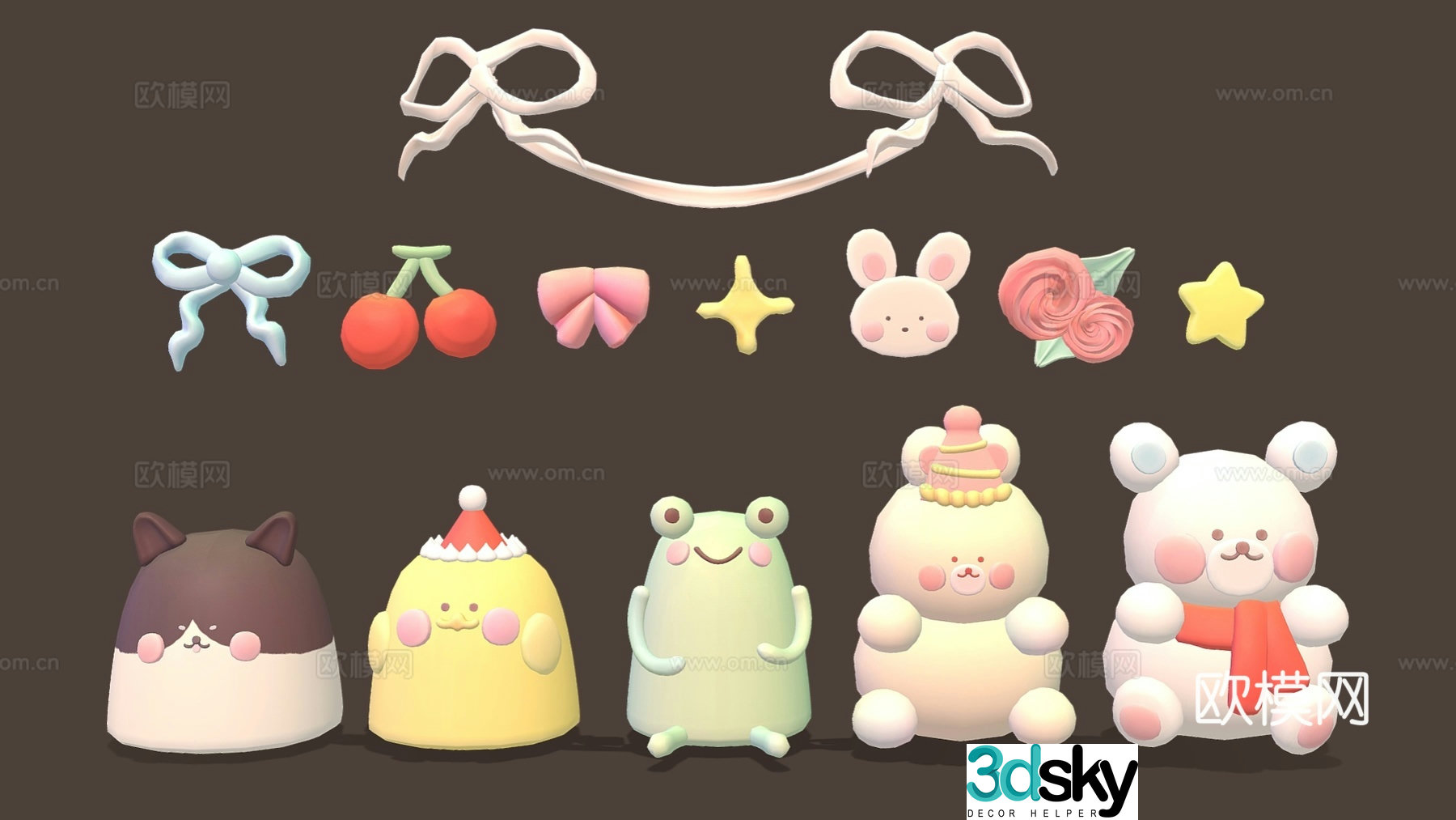 Modern sculpture ornaments Cute animal ornaments Q version animal ornaments Cute decorative ornaments 3d model