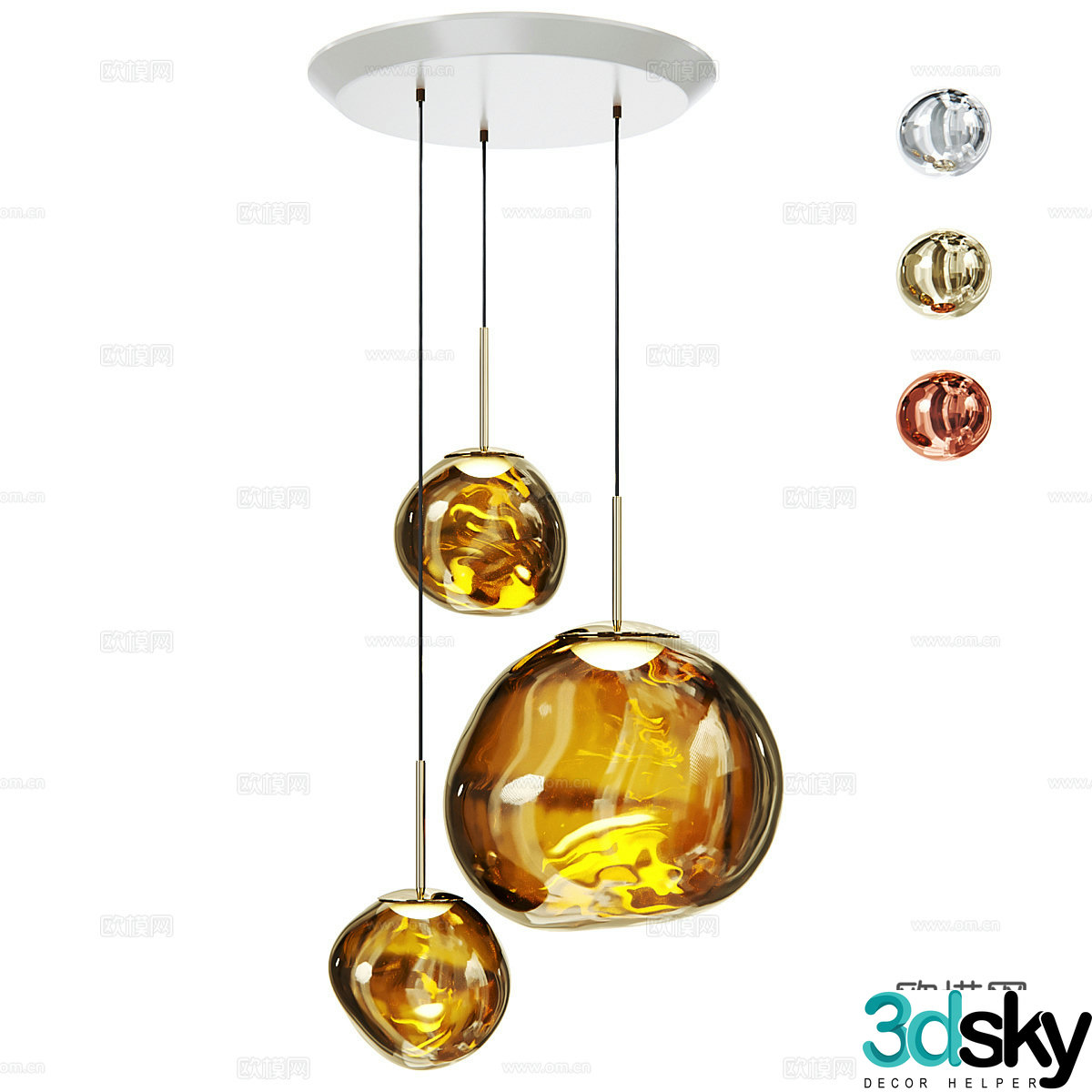 Modern light luxury Melt Led decorative chandelier 3d model