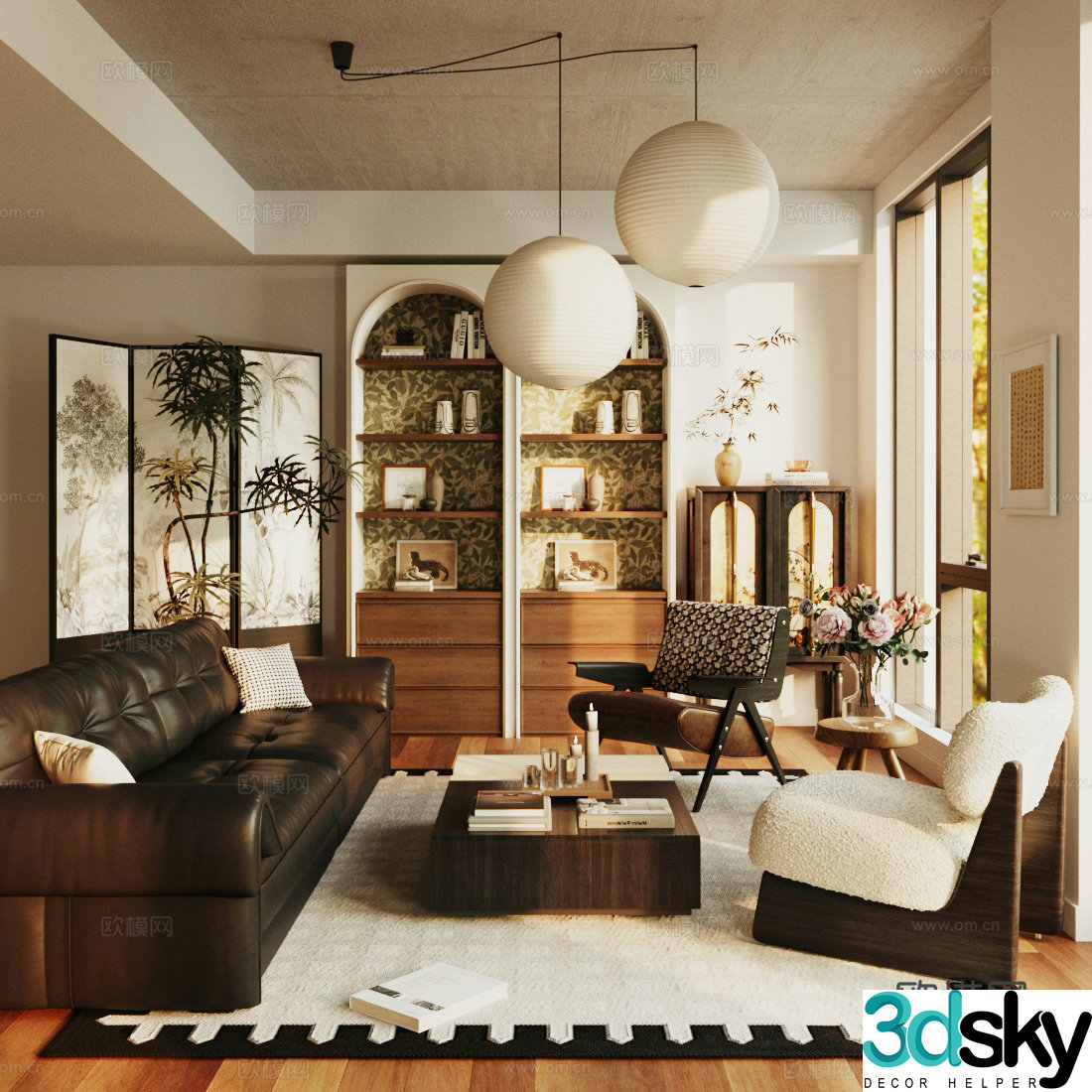 Medium-old home living room small living room sofa coffee table coffee table combination 3D model