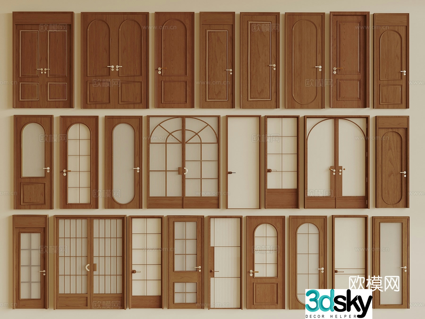 Wasabi Middle Agestic Door Combination Wasabi Middle Agestic Door Single Opening Entrance Door Bedroom Door Bathroom Door 3D Model