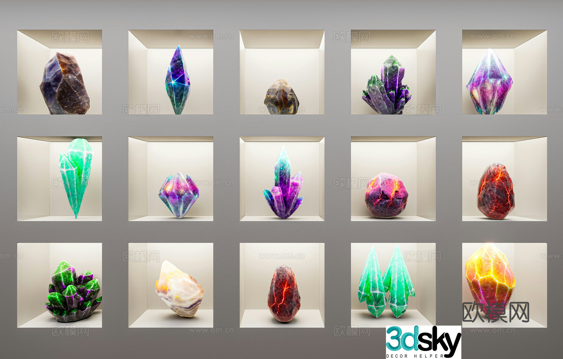 Modern crystal gems agate ore gemstone diamond stone strange stone volcanic stone gem jade ore 3D model