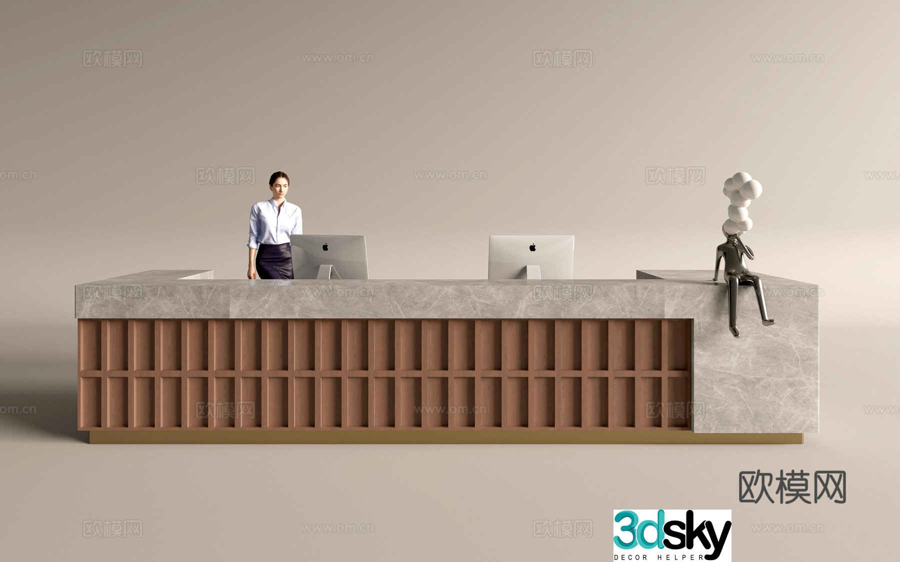 Modern company front desk reception area bar reception desk service desk 3d model