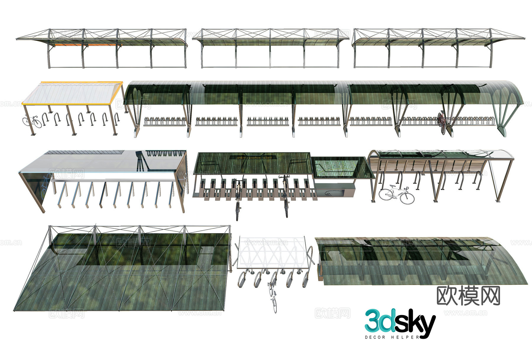 Modern non-motorized carport Parking shed Non-motorized carport Bicycle parking shed 3d model