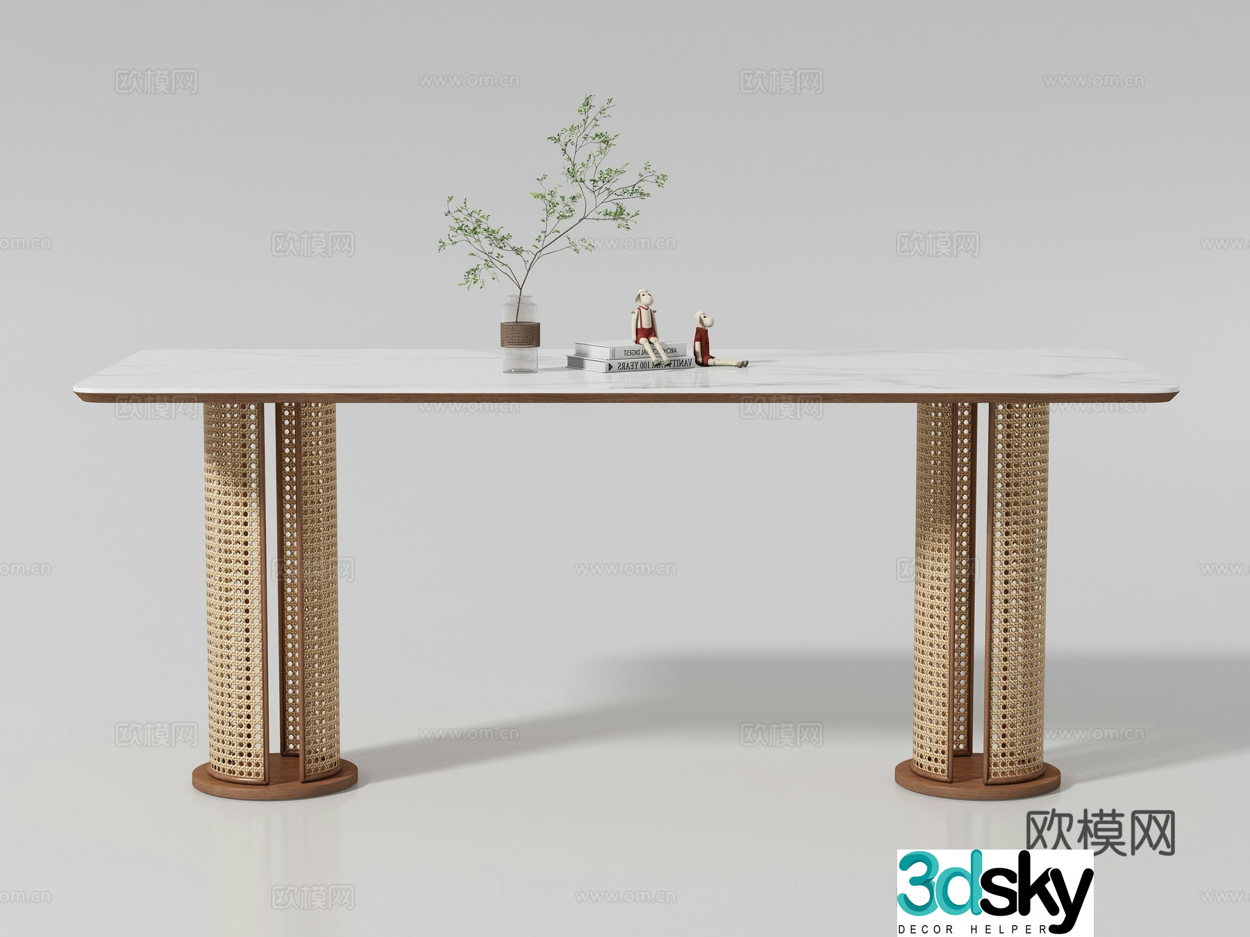 Modern medieval style long dining table 3D model