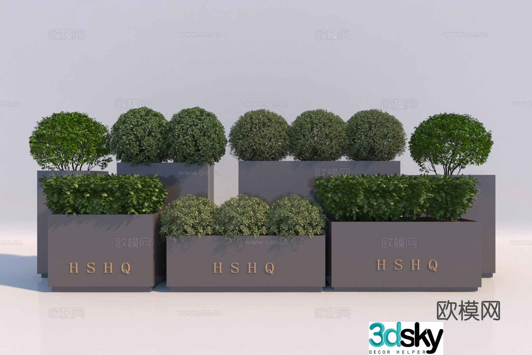 Modern plant potted plants mobile flower box metal flower box 3d model