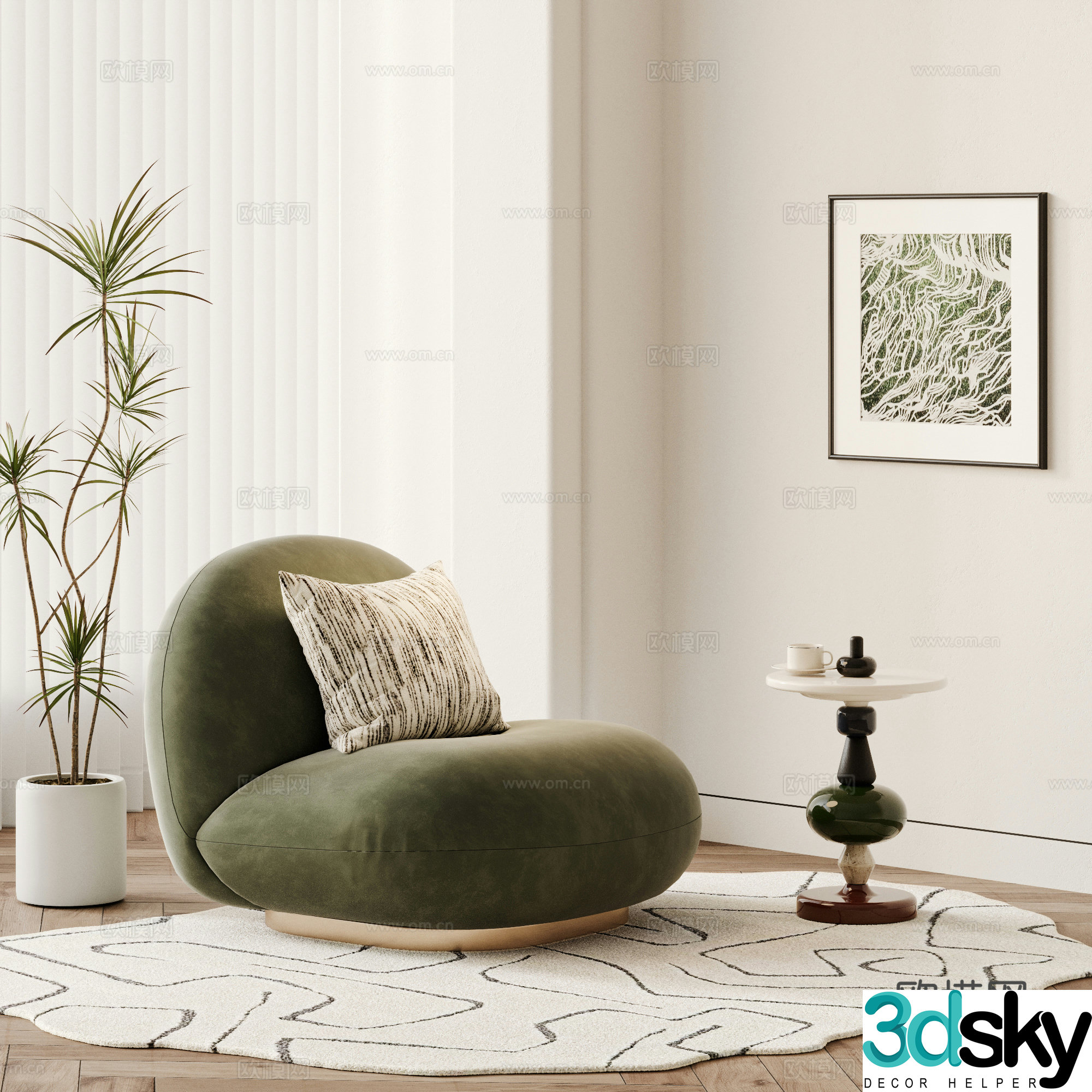 GUBI modern single sofa casual sofa lazy sofa sofa sofa chair Sydney sofa 3d model