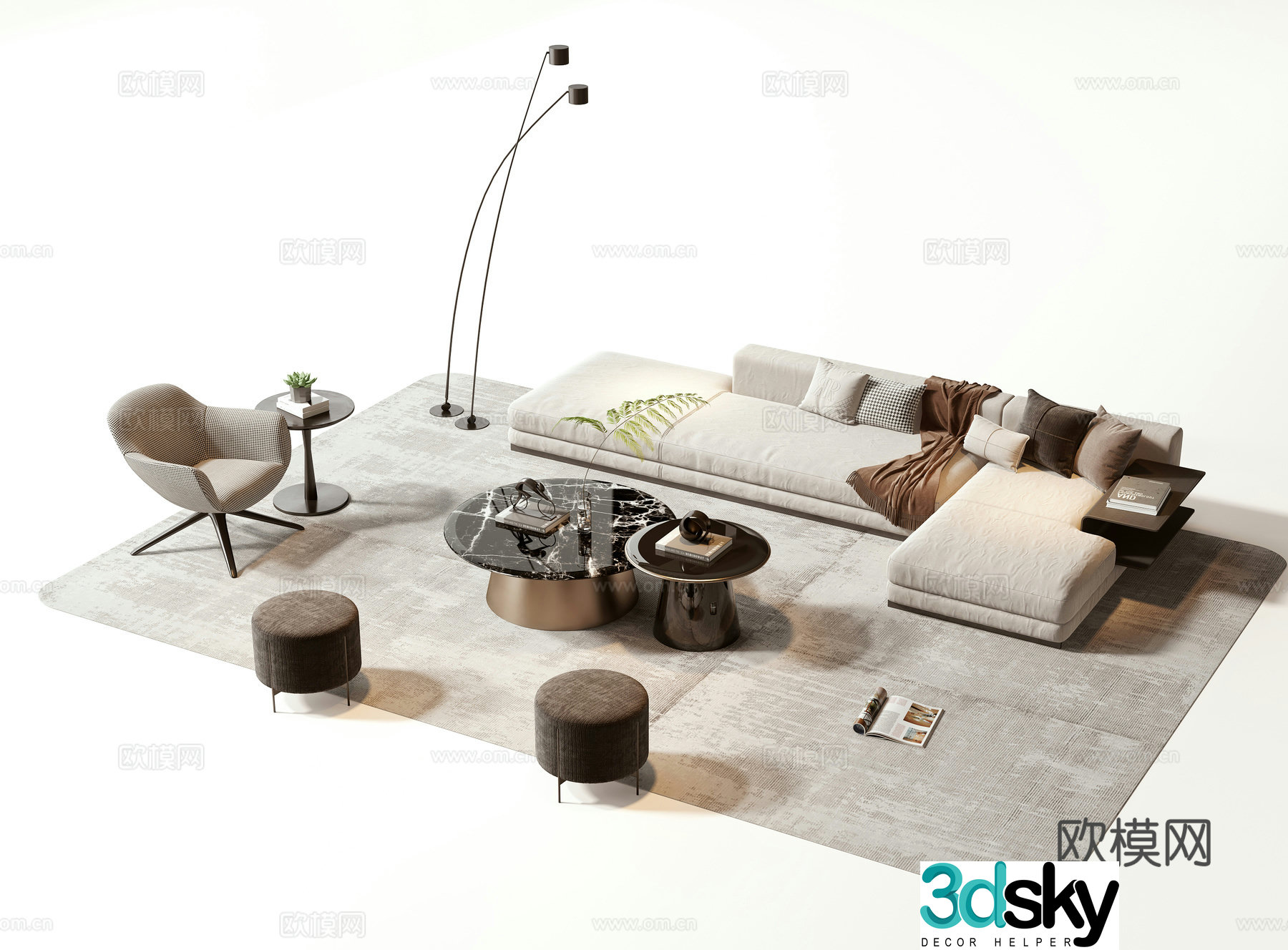 Modern sofa coffee table set 3d model