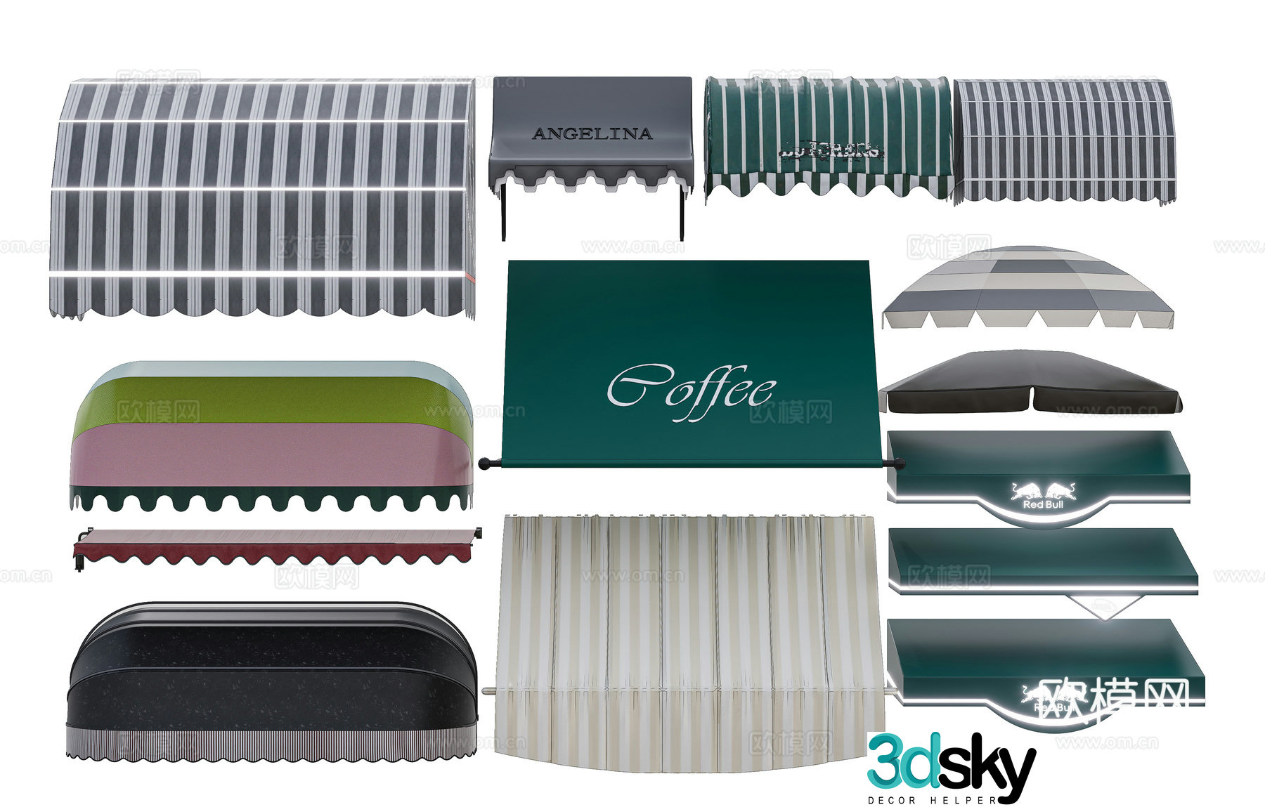 Modern awning retractable awning balcony fabric awning shop awning 3D model