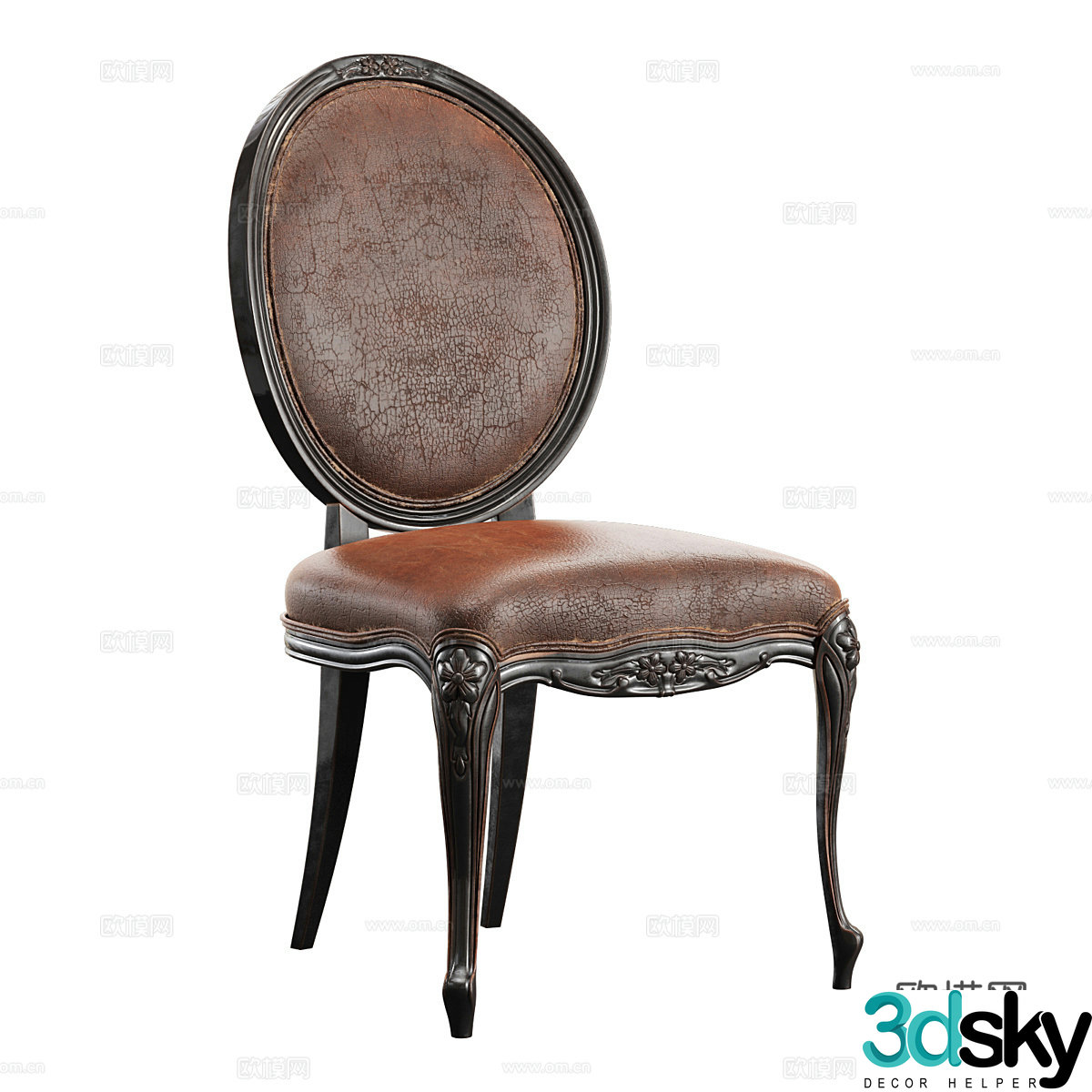 American retro classic single chair 3d model