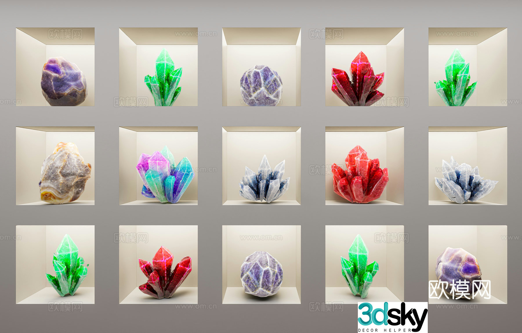 Modern crystal gems agate ore gemstone diamond stone strange stone volcanic stone gem jade ore 3D model