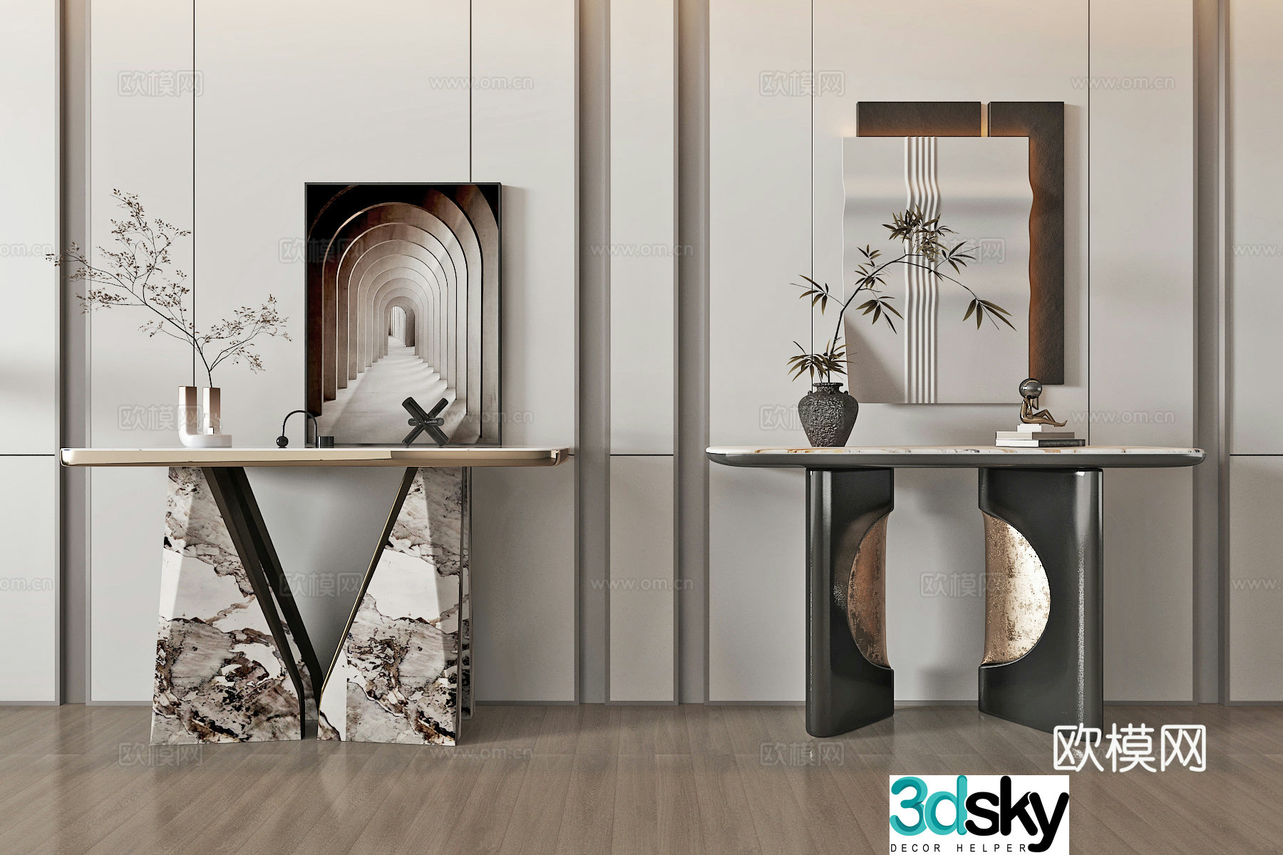 Modern light luxury entrance case end viewing platform 3D model