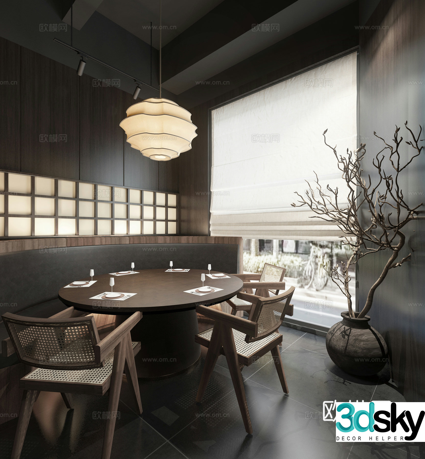 New Chinese Japanese restaurant private room 3D model