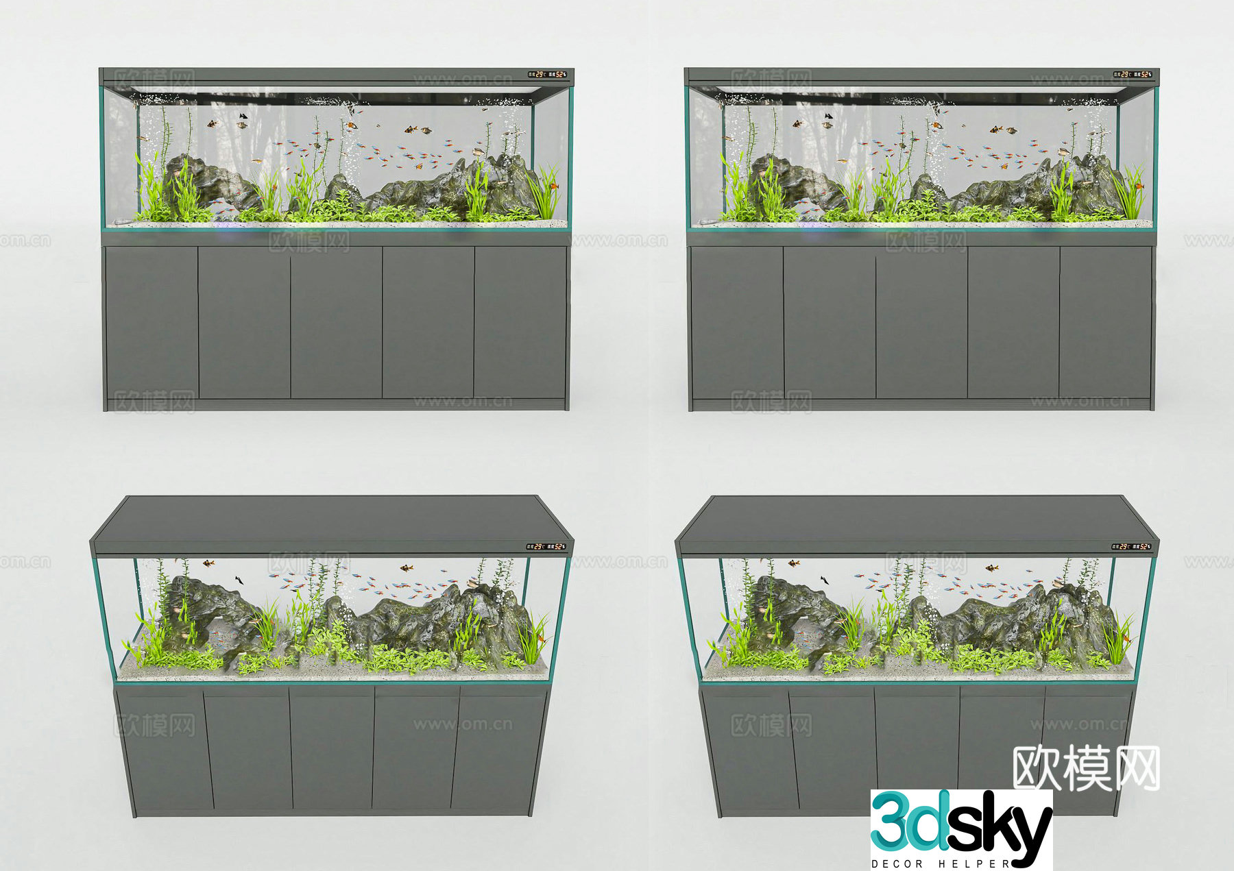 Modern floor-standing large fish tank Tropical fish tank Traffic light fish tank Large indoor fish tank Floor 3D model
