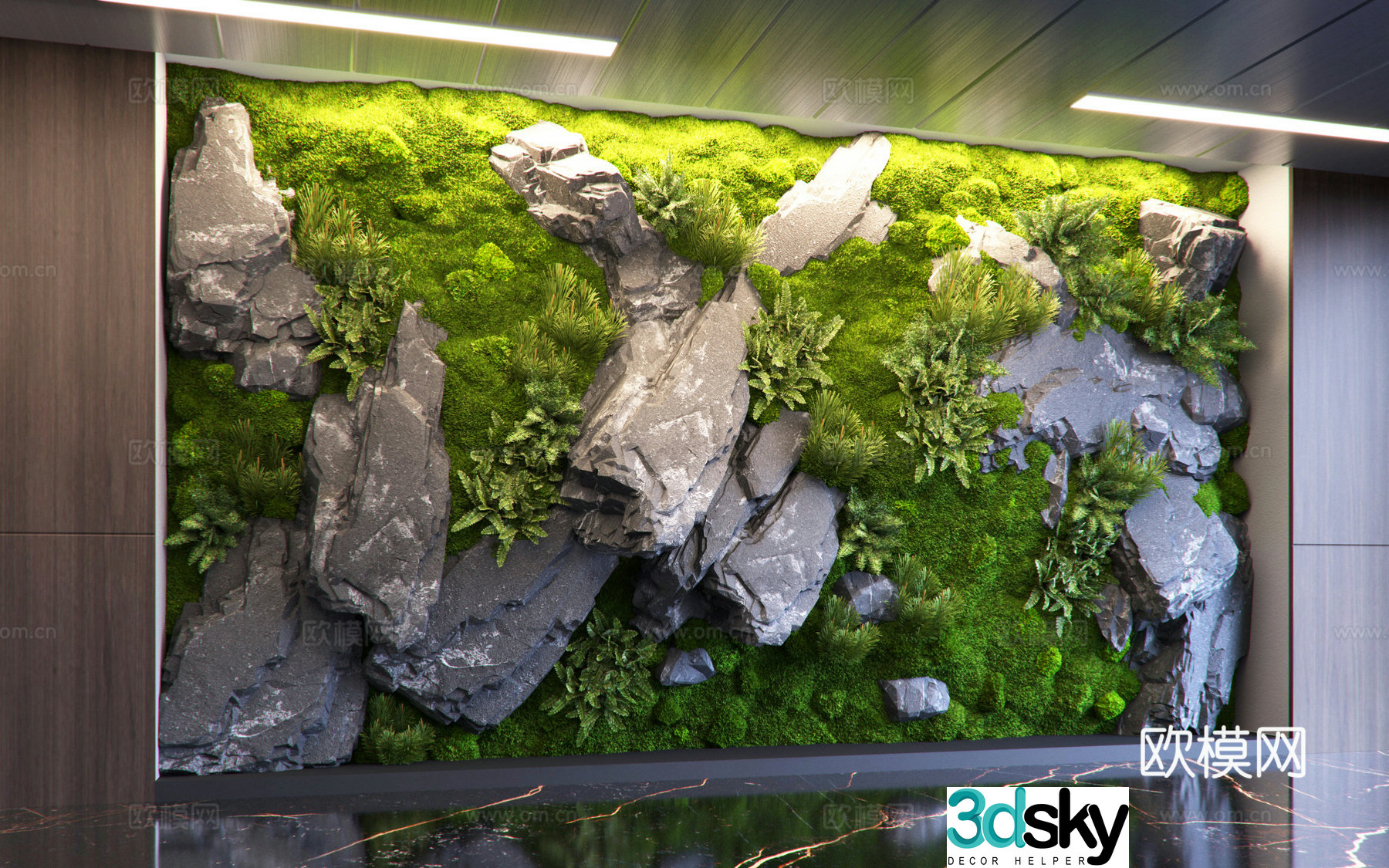 Modern interior wall landscaping 3D model