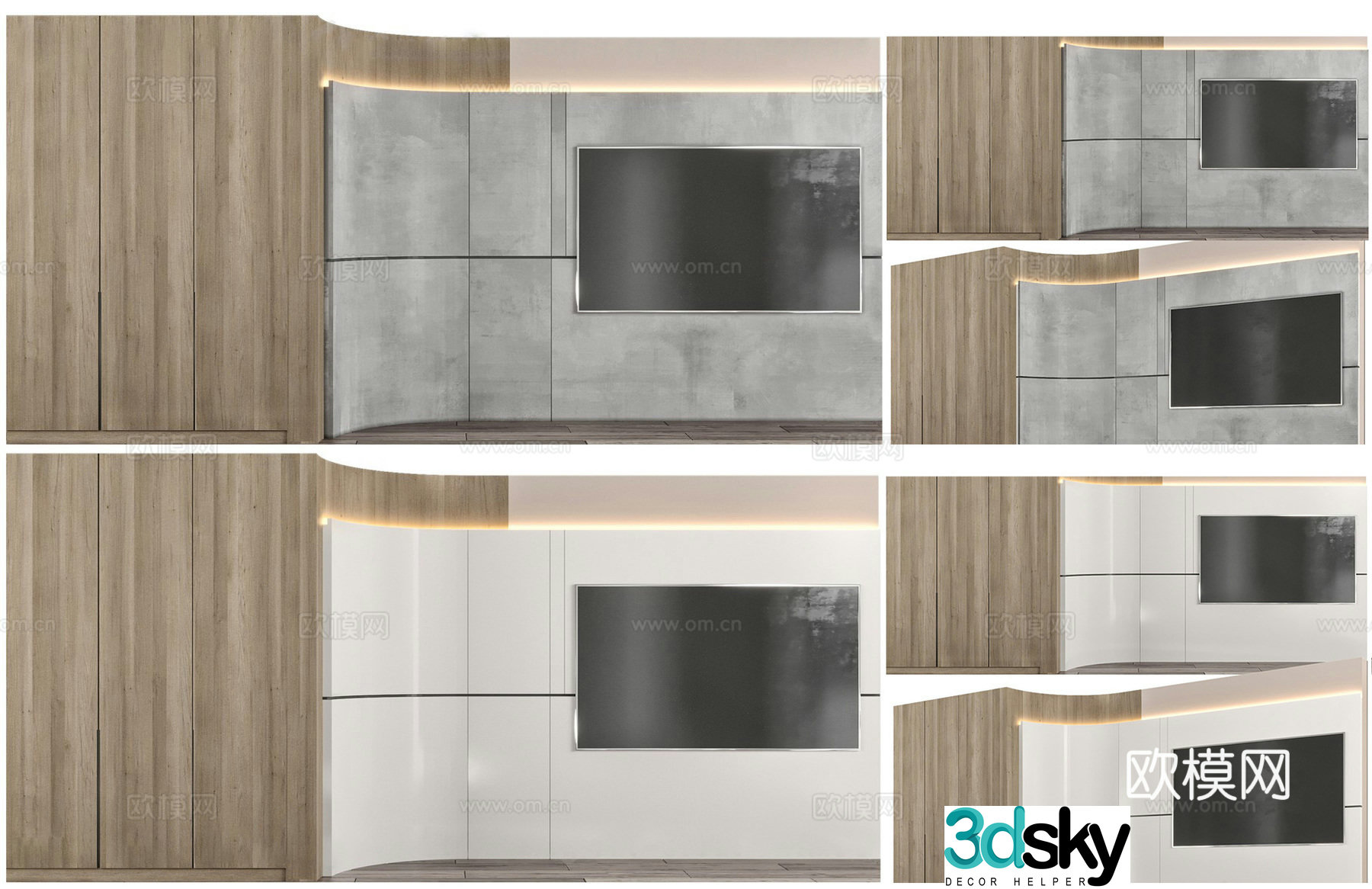 Modern solid wood TV wall cabinet TV modeling wall Seventeen cabinet Invisible TV cabinet Creative electric 3D model