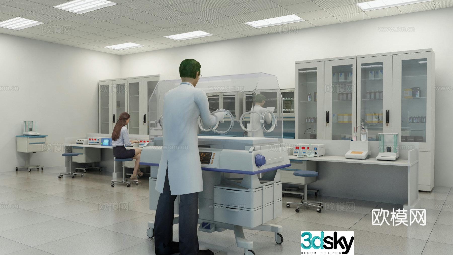 Modern scientific research laboratory 3D model