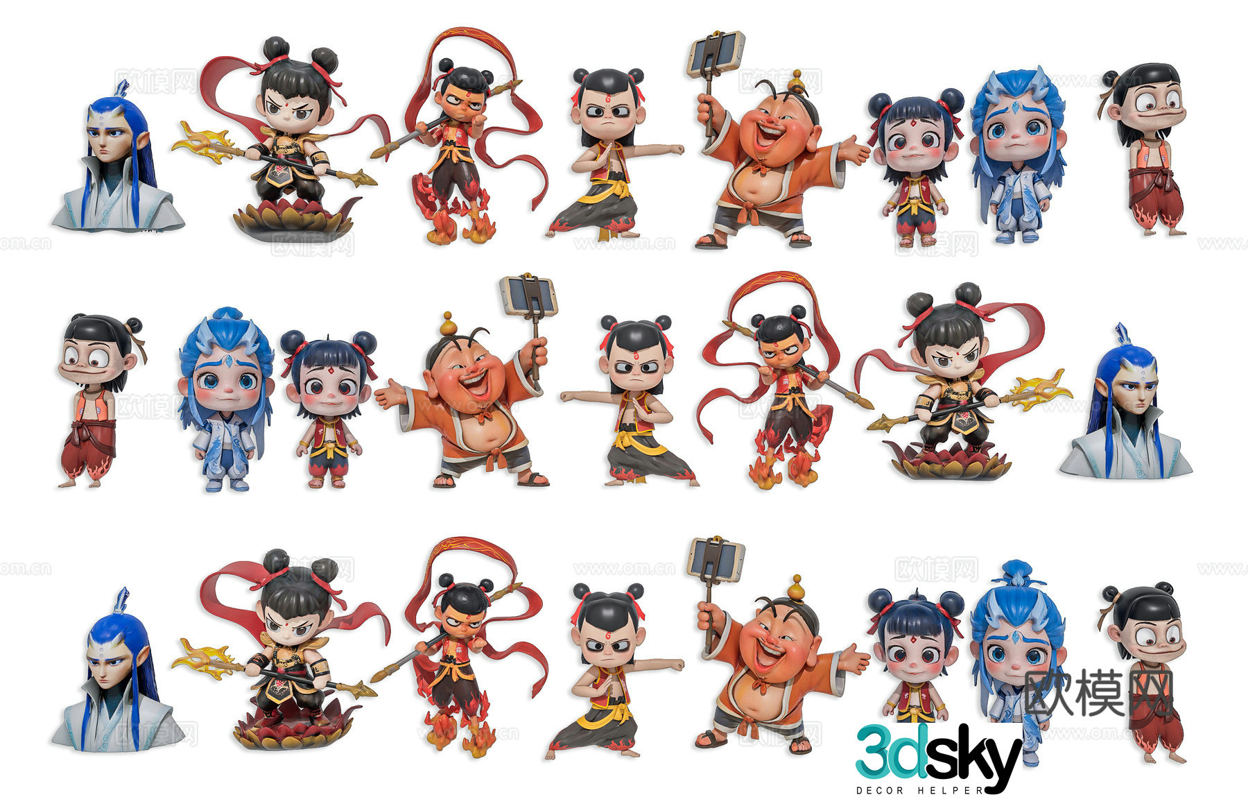 Modern Nezha: Devil Child Comes to the World Nezha Nezha Ao Bing Wuliang Immortal Wing Taiyi Real Man 3D Model