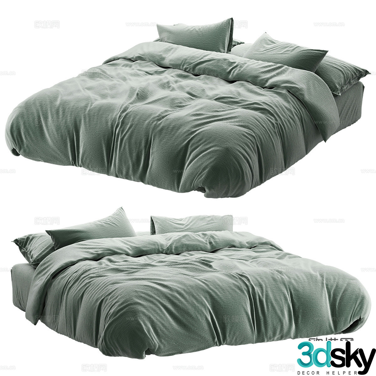Modern Creamy Bedding 3D Model