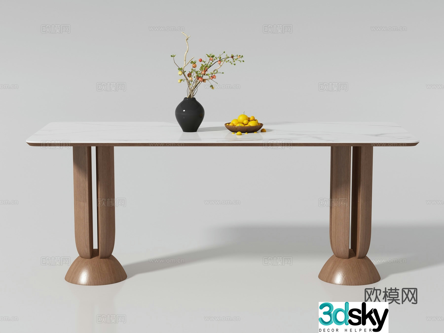 Modern medieval style long dining table 3D model