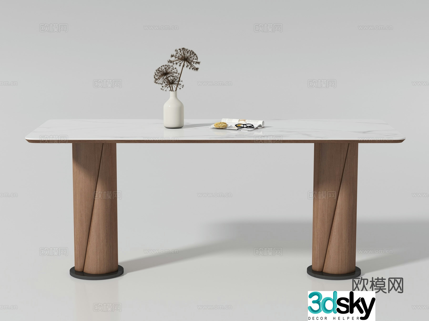 Modern medieval style long dining table 3D model