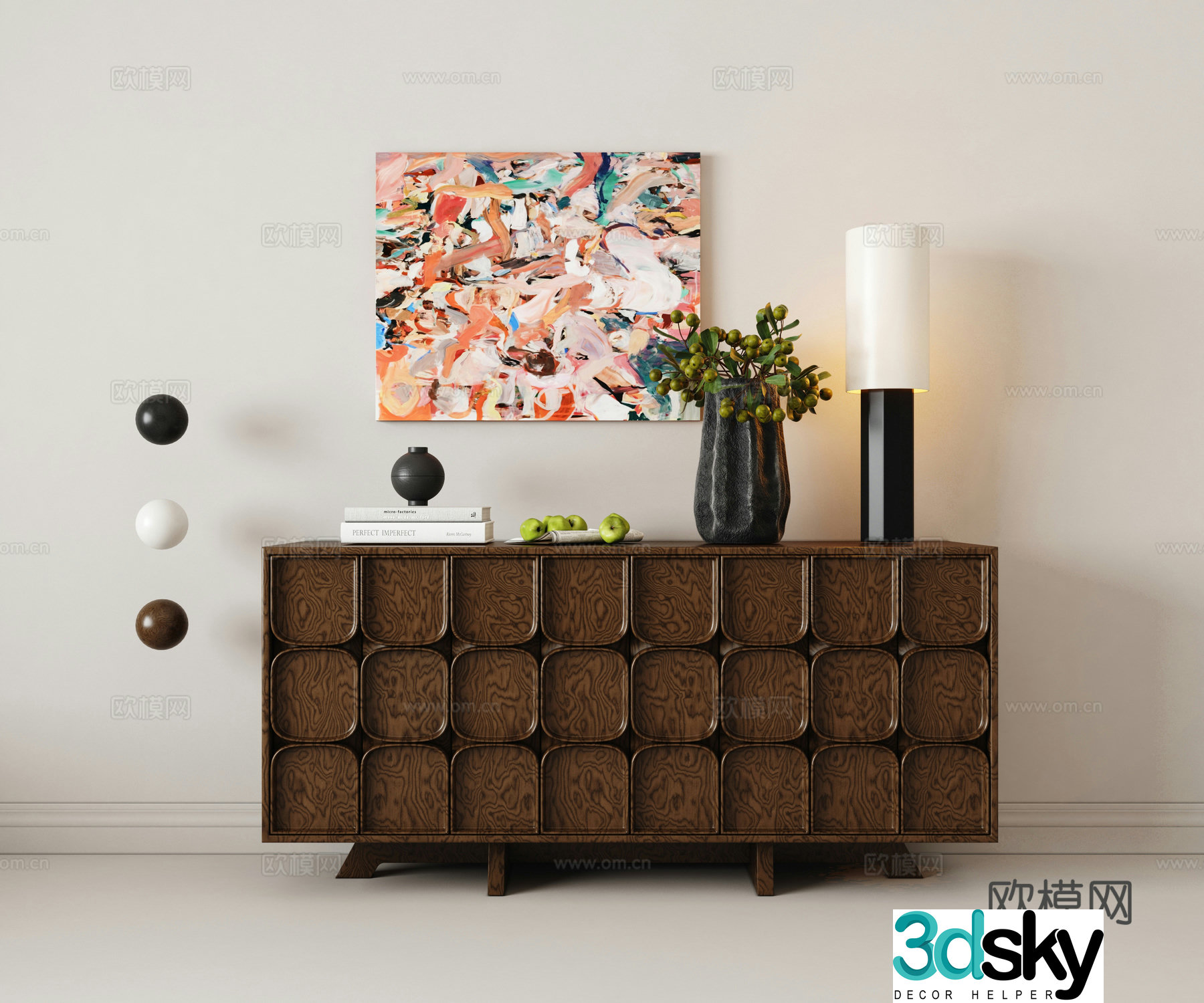 Modern retro entrance cabinet end view cabinet storage cabinet 3D model
