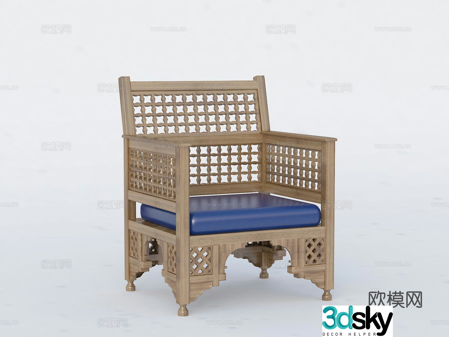Solid wood chair leisure chair 3d model