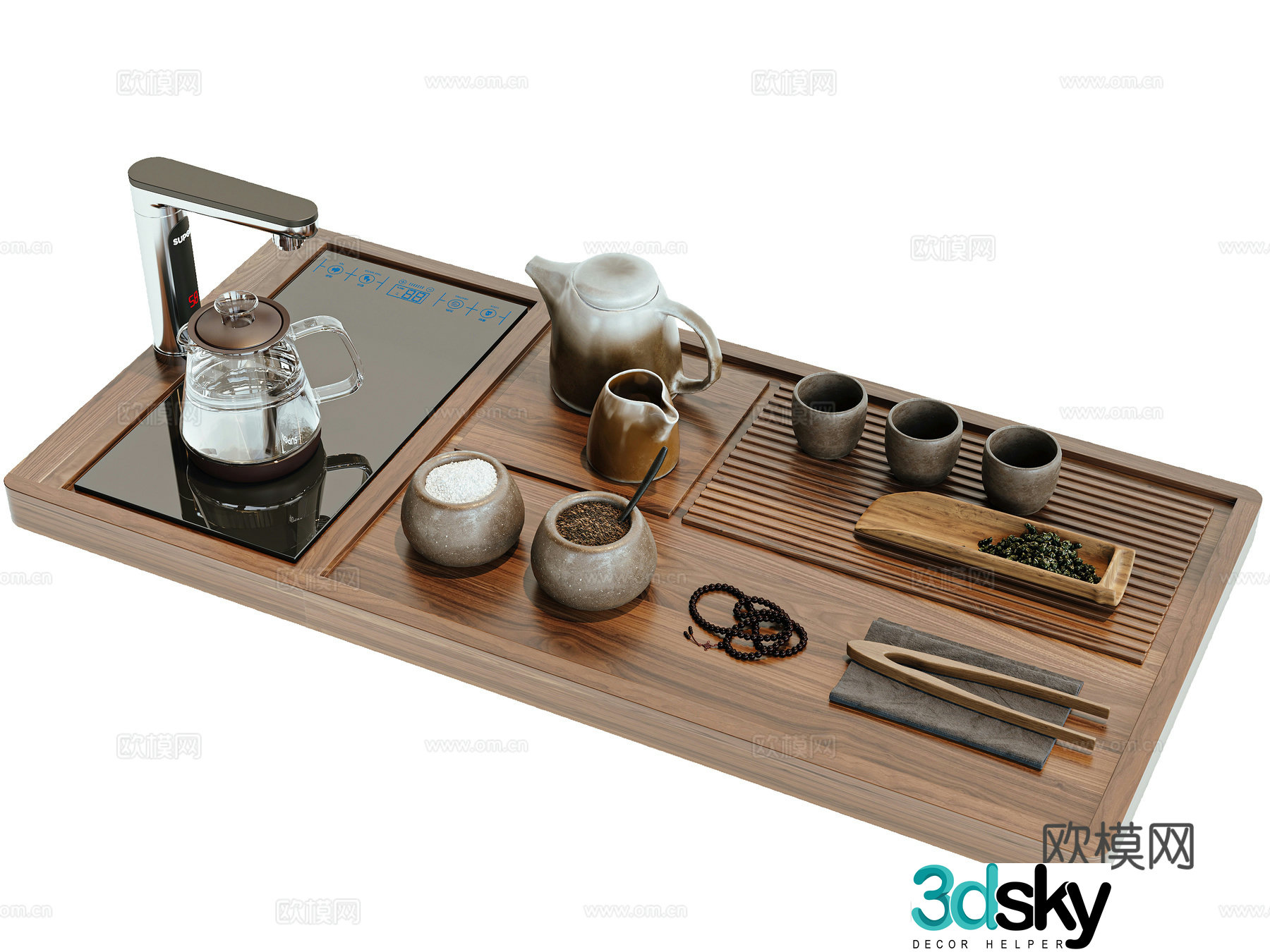 Modern tea set teapot 3d model