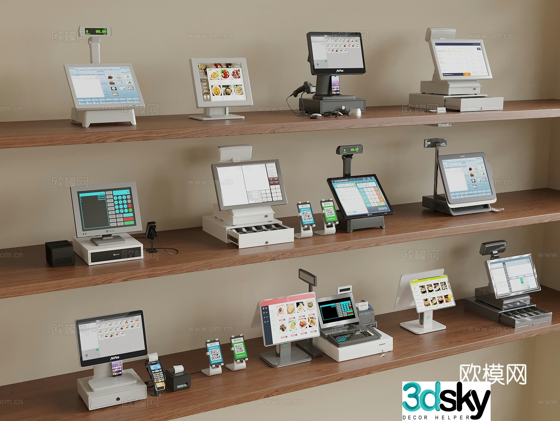 Cash register Food ordering machine Food ordering machine Scan code to pay 3D model