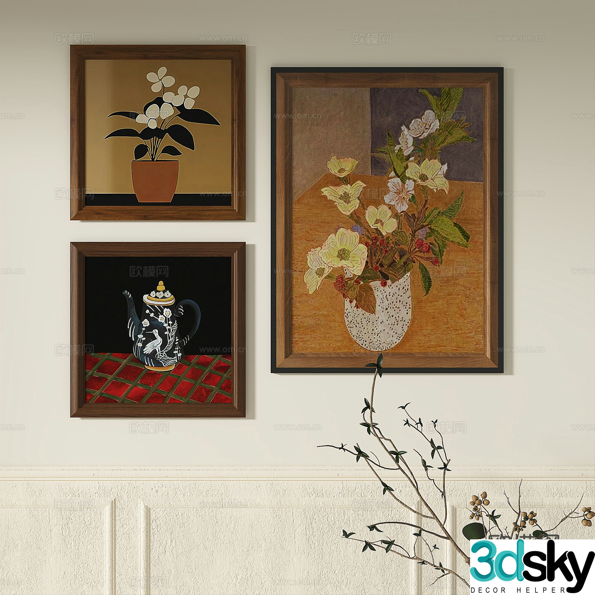 French retro abstract decorative painting 3d model