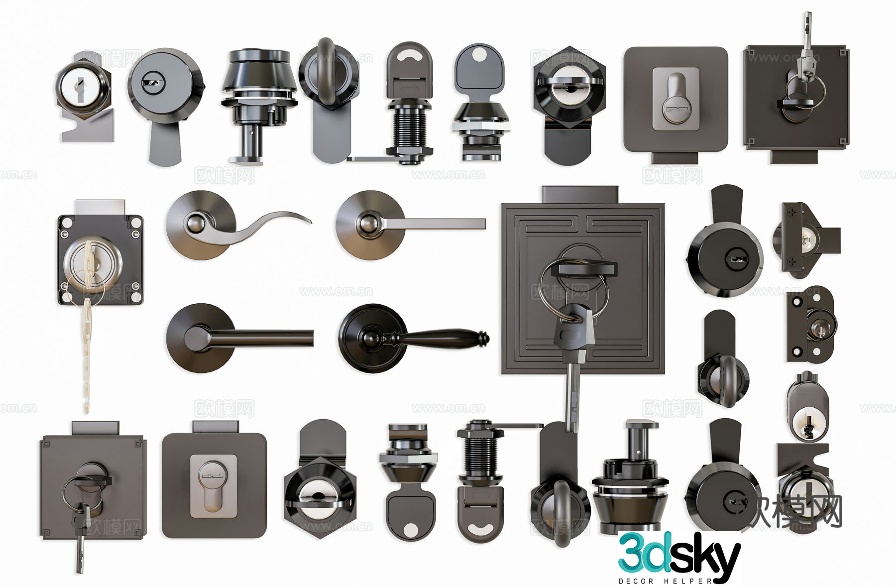 Modern password lock Password lock key Stainless steel lock Pin lock Triangle lock Hardware 3D model